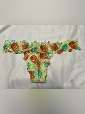 Victoria's Secret Lime Green Pineapple Lace Thong - large